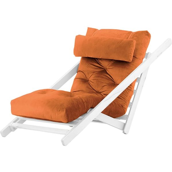 Nappa - Fauteuil convertible, Velluto 33 - orange rouillé, Couleur des pieds: Blanc