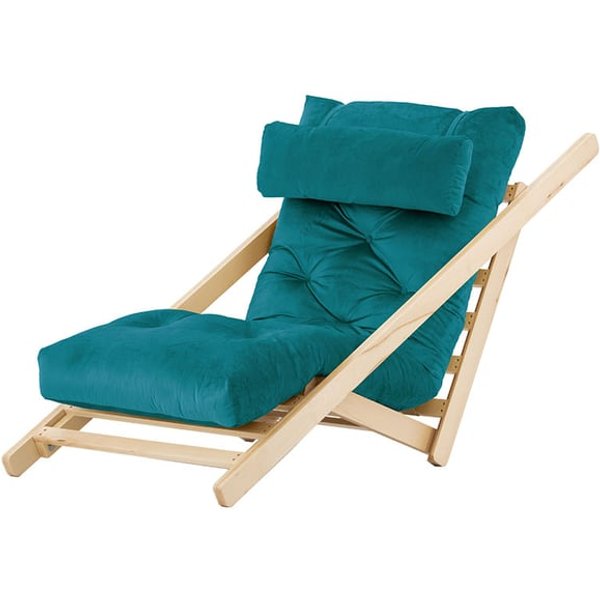 Nappa - Fauteuil convertible, Velluto 36 - Bleu paon, Couleur des pieds: Chêne clair