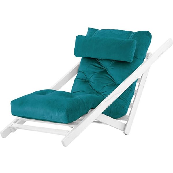 Nappa - Fauteuil convertible, Velluto 36 - Bleu paon, Couleur des pieds: Blanc