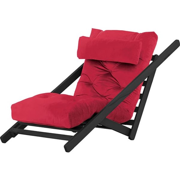 Nappa - Fauteuil convertible, rouge - Velluto 7, Couleur des pieds: Noir