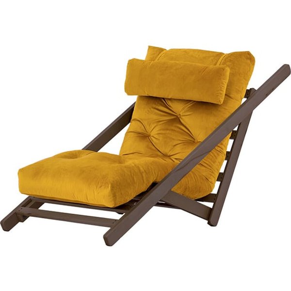 Nappa - Fauteuil convertible, moutarde - Velluto 8, Couleur des pieds: Chêne foncé