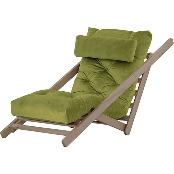 Nappa - Fauteuil convertible, olive - Velluto 9, Couleur des pieds: Noir wax