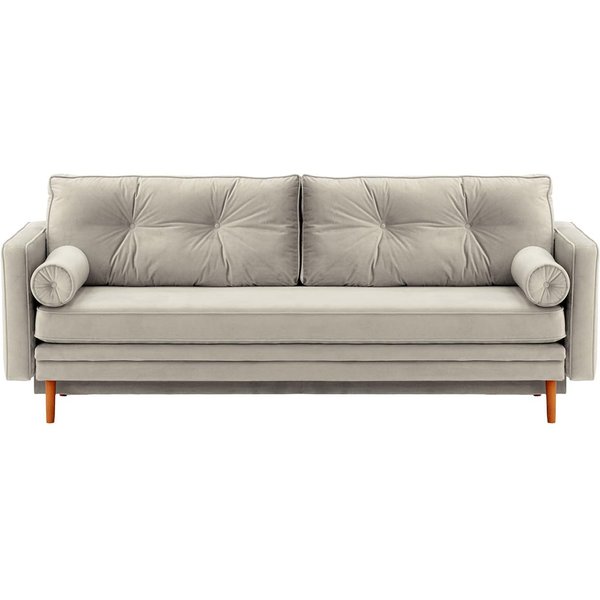 Canapé convertible Mossa avec coffre de rangement, gris clair - Velluto 15, Couleur des pieds: aveo