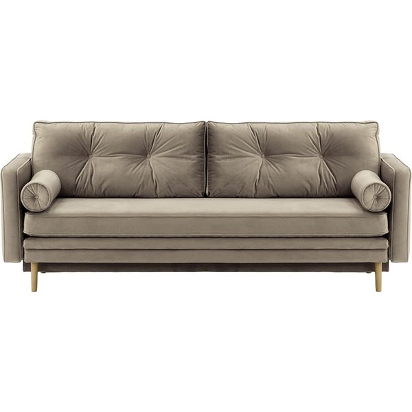 Canapé convertible Mossa avec coffre de rangement, gris éléphant - Velluto 17, Couleur des pieds: Noir wax