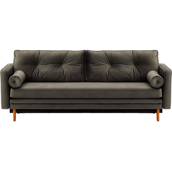 Canapé convertible Mossa avec coffre de rangement, graphite - Velluto 19, Couleur des pieds: aveo