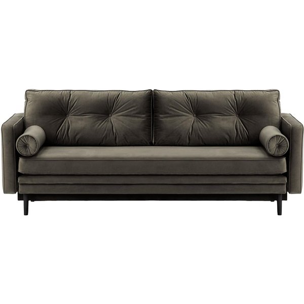 Canapé convertible Mossa avec coffre de rangement, graphite - Velluto 19, Couleur des pieds: Noir