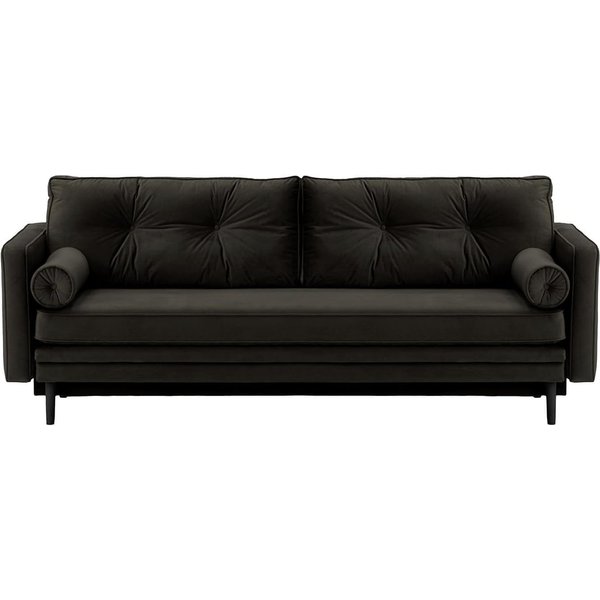 Canapé convertible Mossa avec coffre de rangement, noir - Velluto 20, Couleur des pieds: Noir