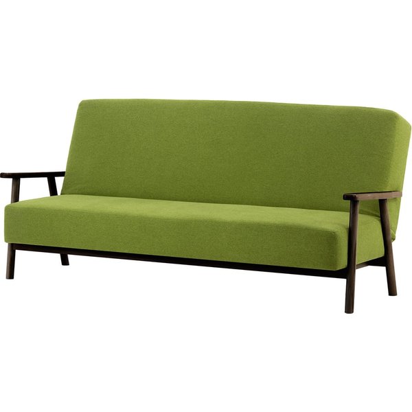 Canapé convertible clic-clac Luppo, vert citron - Baku 7, Couleur des pieds: Chêne foncé