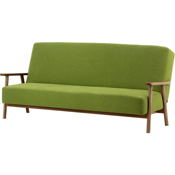 Canapé convertible clic-clac Luppo, vert citron - Baku 7, Couleur des pieds: Noir wax