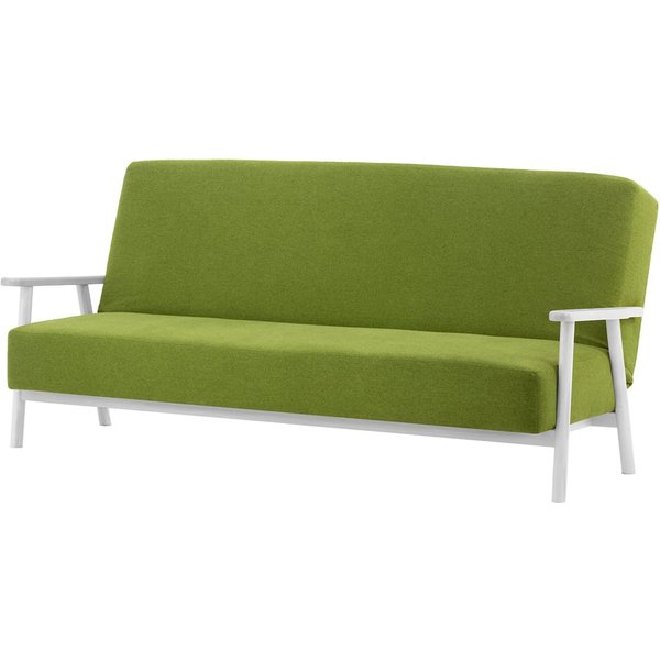Canapé convertible clic-clac Luppo, vert citron - Baku 7, Couleur des pieds: Blanc