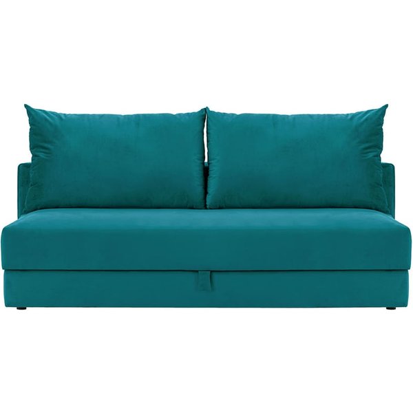 Vena - Canapé convertible trois places avec coffre de rangement, Velluto 36 - Bleu paon
