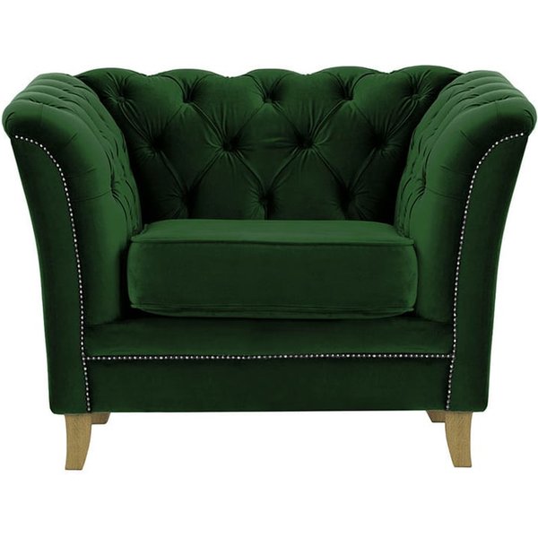 Fauteuil Karin, vert foncé - Velluto 10, Couleur des pieds: Chêne clair