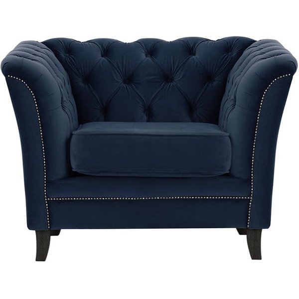 Fauteuil Karin, bleu - Velluto 11, Couleur des pieds: Noir
