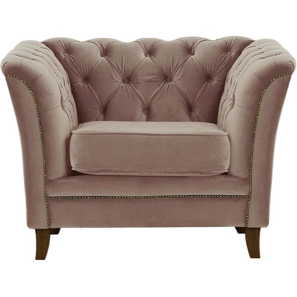 Fauteuil Karin, lila/rose - Velluto 14, Couleur des pieds: Chêne foncé