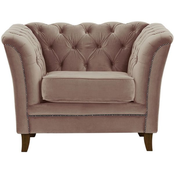 Fauteuil Karin, lila/rose - Velluto 14, Couleur des pieds: Chêne foncé