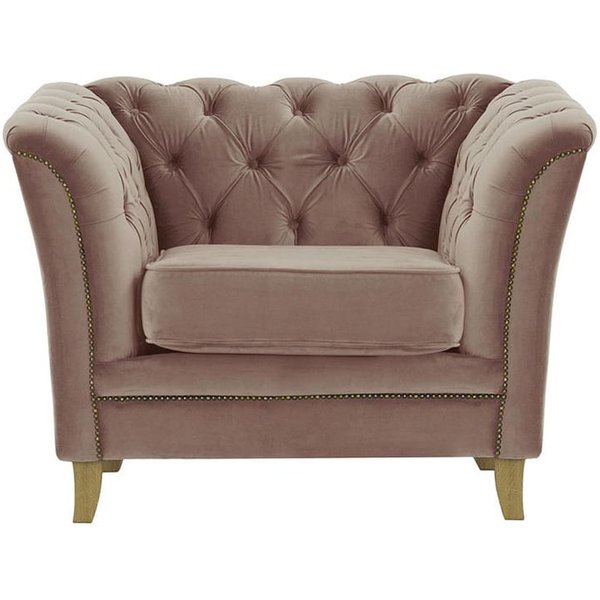 Fauteuil Karin, lila/rose - Velluto 14, Couleur des pieds: Chêne clair