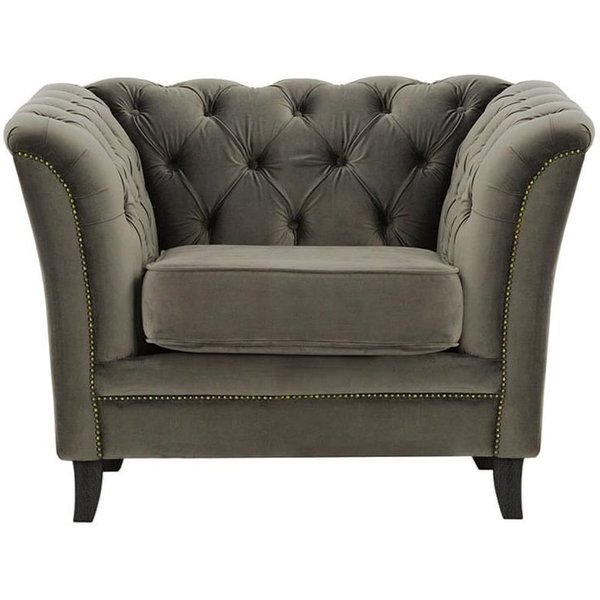 Fauteuil Karin, gris éléphant - Velluto 17, Couleur des pieds: Noir