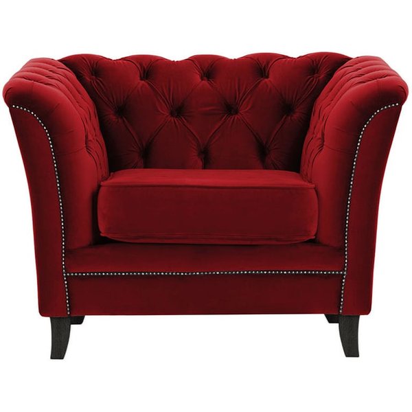 Fauteuil Karin, rouge - Velluto 7, Couleur des pieds: Noir