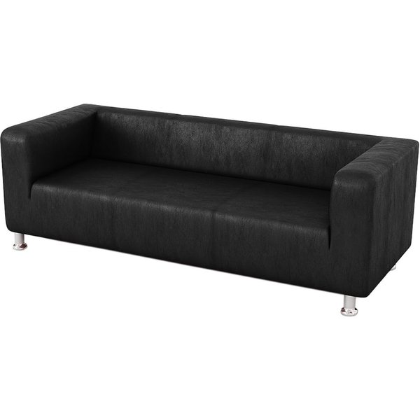 Canapé trois places en simili cuir Scala, noir - Margo black