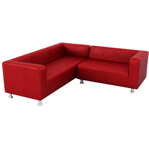 Canapé d’angle en simili cuir Scala, rouge - Margo red