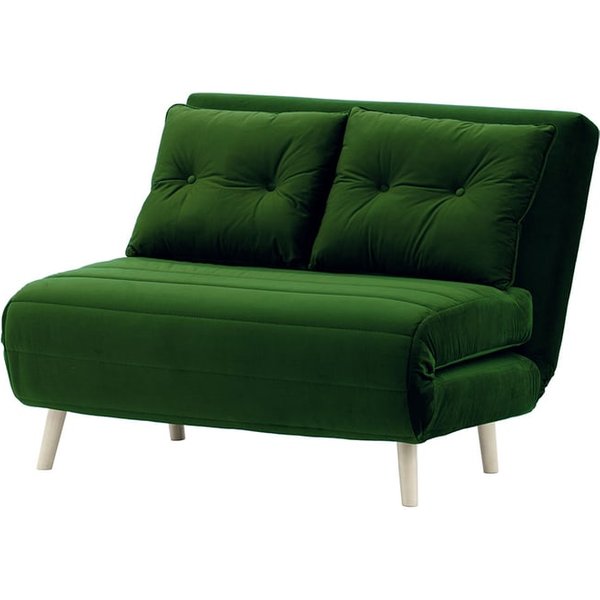 Petit canapé convertible Flic - large de 103 cm, vert foncé - Velluto 10, Couleur des pieds: Blanc
