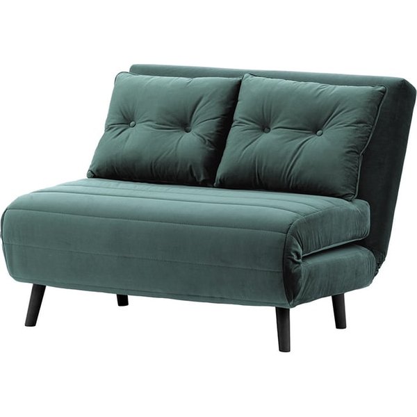 Petit canapé convertible Flic - large de 103 cm, bleu - Velluto 12, Couleur des pieds: Noir
