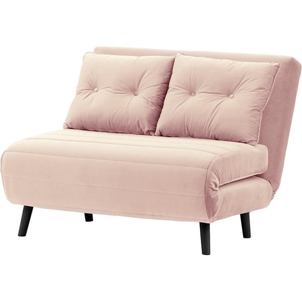 Petit canapé convertible Flic - large de 103 cm, lila/rose - Velluto 14, Couleur des pieds: Noir
