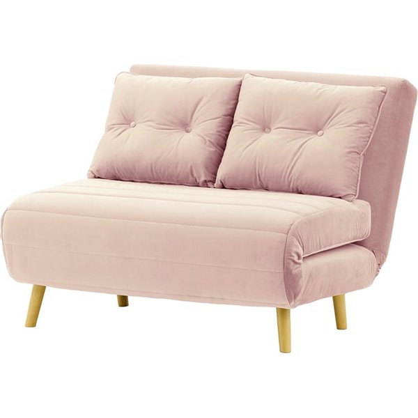 Petit canapé convertible Flic - large de 103 cm, lila/rose - Velluto 14, Couleur des pieds: Chêne clair