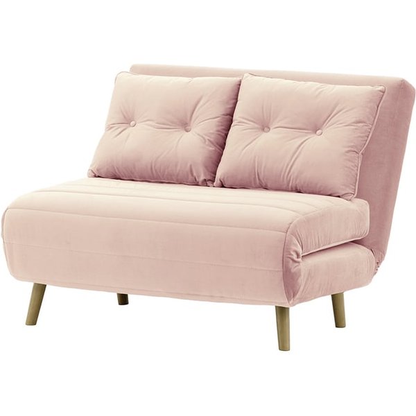 Petit canapé convertible Flic - large de 103 cm, lila/rose - Velluto 14, Couleur des pieds: Noir wax