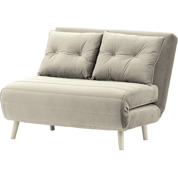 Petit canapé convertible Flic - large de 103 cm, gris clair - Velluto 15, Couleur des pieds: Blanc