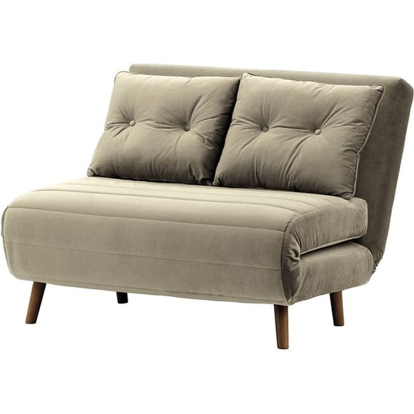 Petit canapé convertible Flic - large de 103 cm, gris éléphant - Velluto 17, Couleur des pieds: Chêne foncé