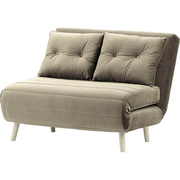 Petit canapé convertible Flic - large de 103 cm, gris éléphant - Velluto 17, Couleur des pieds: Blanc