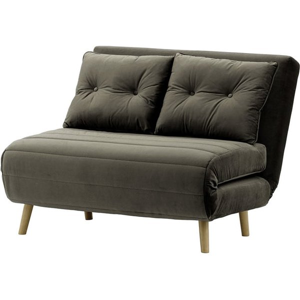 Petit canapé convertible Flic - large de 103 cm, graphite - Velluto 19, Couleur des pieds: Noir wax