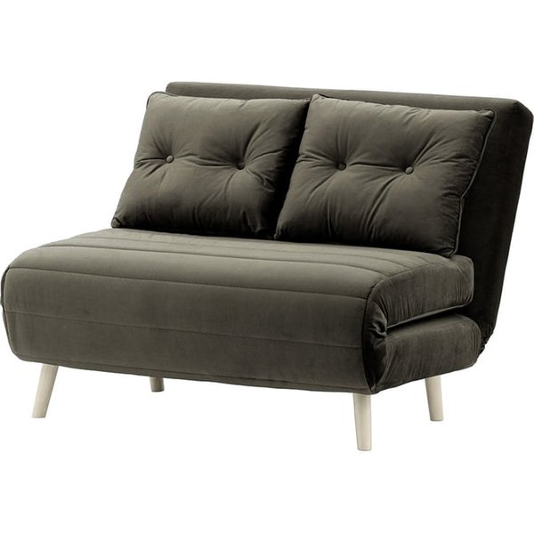Petit canapé convertible Flic - large de 103 cm, graphite - Velluto 19, Couleur des pieds: Blanc