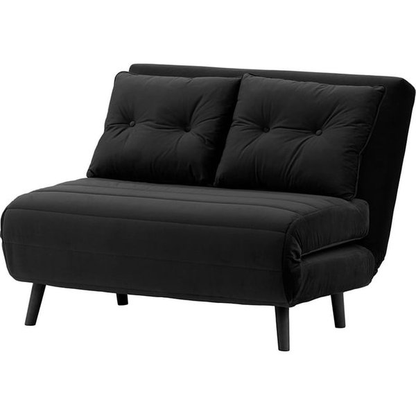 Petit canapé convertible Flic - large de 103 cm, noir - Velluto 20, Couleur des pieds: Noir