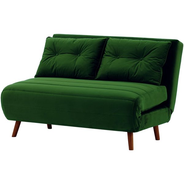 Canapé convertible deux places Flic - large de 120 cm, vert foncé - Velluto 10, Couleur des pieds: aveo