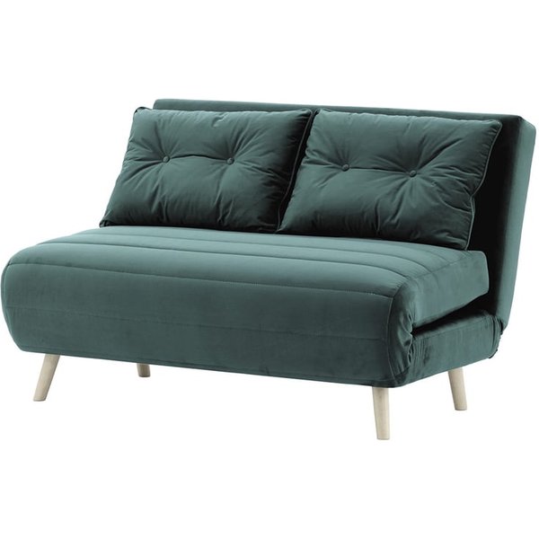 Canapé convertible deux places Flic - large de 120 cm, bleu - Velluto 12, Couleur des pieds: Blanc