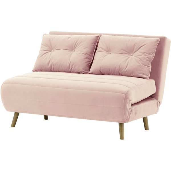 Canapé convertible deux places Flic - large de 120 cm, lila/rose - Velluto 14, Couleur des pieds: Noir wax