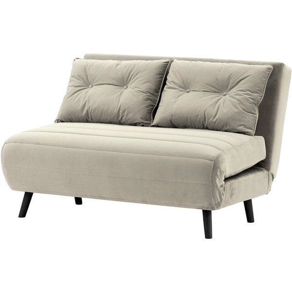 Canapé convertible deux places Flic - large de 120 cm, gris clair - Velluto 15, Couleur des pieds: Noir