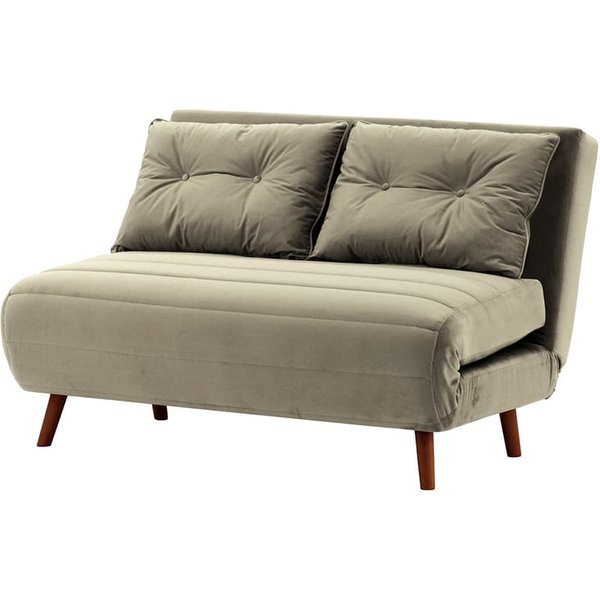 Canapé convertible deux places Flic - large de 120 cm, gris éléphant - Velluto 17, Couleur des pieds: aveo