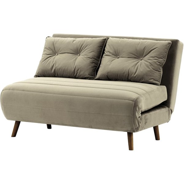 Canapé convertible deux places Flic - large de 120 cm, gris éléphant - Velluto 17, Couleur des pieds: Chêne foncé