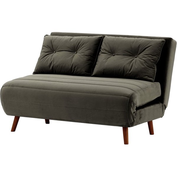 Canapé convertible deux places Flic - large de 120 cm, graphite - Velluto 19, Couleur des pieds: aveo