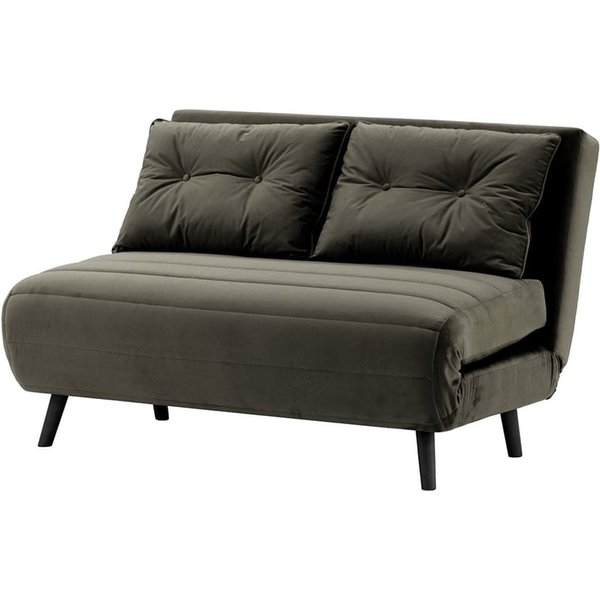 Canapé convertible deux places Flic - large de 120 cm, graphite - Velluto 19, Couleur des pieds: Noir