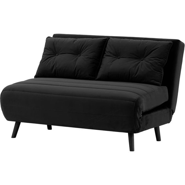 Canapé convertible deux places Flic - large de 120 cm, noir - Velluto 20, Couleur des pieds: Noir