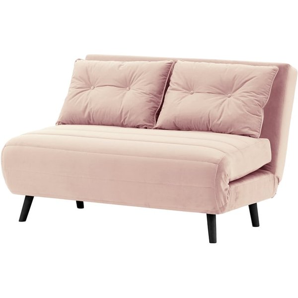 Canapé convertible deux places Flic - large de 120 cm, lila/rose - Velluto 14, Couleur des pieds: Noir