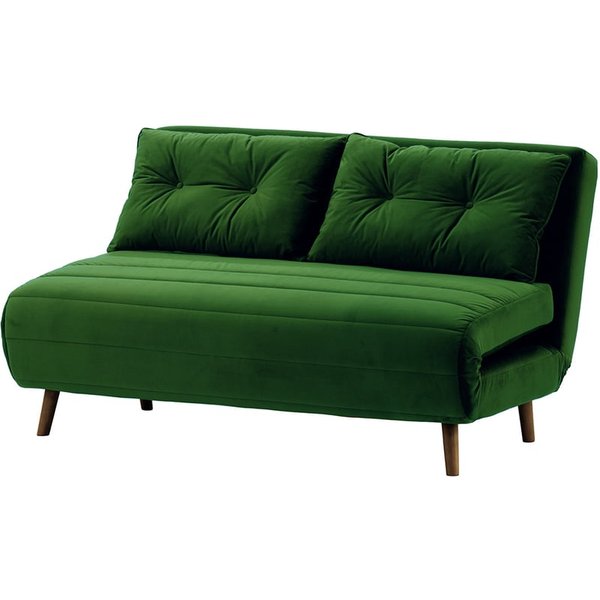 Canapé convertible 2,5 places Flic - large de 142 cm, vert foncé - Velluto 10, Couleur des pieds: Chêne foncé