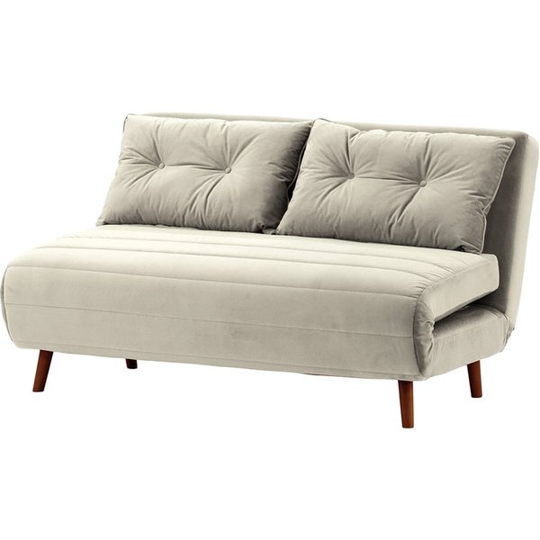 Canapé convertible 2,5 places Flic - large de 142 cm, gris clair - Velluto 15, Couleur des pieds: aveo