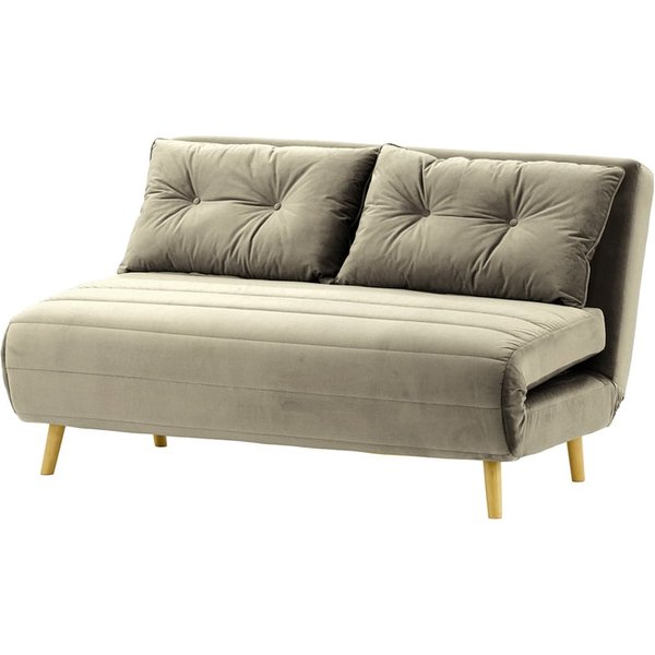 Canapé convertible 2,5 places Flic - large de 142 cm, gris éléphant - Velluto 17, Couleur des pieds: Chêne clair