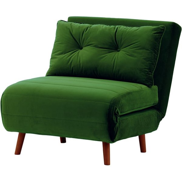 Fauteuil convertible Flic - large de 77 cm, vert foncé - Velluto 10, Couleur des pieds: aveo