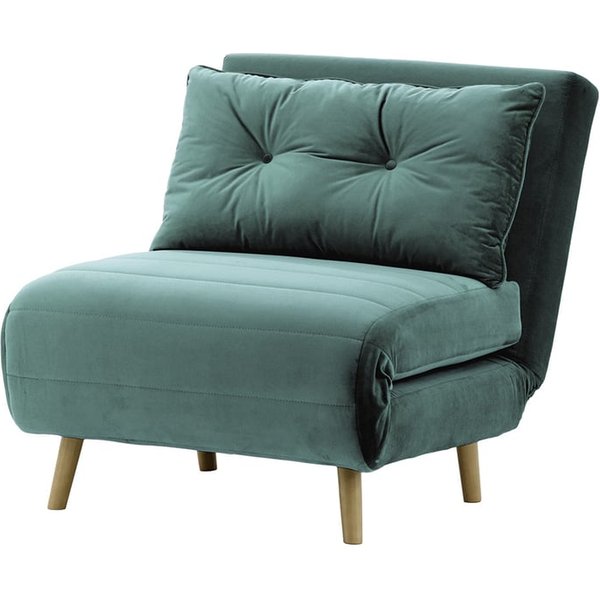 Fauteuil convertible Flic - large de 77 cm, bleu - Velluto 12, Couleur des pieds: Noir wax